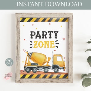 Construction Party Zone Party Sign Dump Truck Birthday Party Decor, Dig Boy Birthday PartyTable Sign Construction Party Printable 0139
