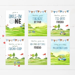 Druckbare Golf-Valentinstagskarten, Druck zu Hause im Klassenzimmer Valentinstagsbörse, Jungenbevorzugung Geschenkanhänger Golfkarten Valentin 012
