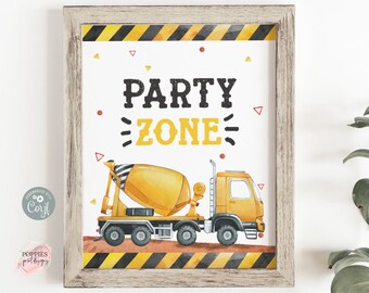 Construction Party Zone Party Sign Dump Truck Birthday Party Decor, Dig Boy Birthday PartyTable Sign Construction Party Printable 0139