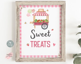 Pink Farmer's Market Sweet Treats Sign Farmer's Market Birthday Sign, Veggie Birthday, Birthday Gift Sign Instant Download Printable 0111