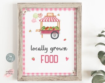 Pink Farmer's Market Locally Grown Food Sign Farmers Market Birthday Sign Veggie Birthday Birthday Gift Sign Instant Download Printable 0111