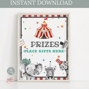 Circus Gift Table Sign, Prizes Party Sign, Carnival Birthday Decor, Circus Cards and Gifts Printable Sign Carnival Table Sign Printable 0138
