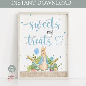 Peter Rabbit Sweet Treats Sign Peter Rabbit Birthday Party Decor Party Food Table Sign Boy Instant Download Flopsy Bunny Boy Printable 0123