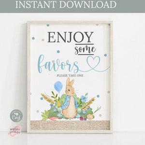 Peter Rabbit Party Favor Sign Peter Rabbit Birthday Party Decor Gifts Table Sign Boy Instant Download Flopsy Bunny Boy Printable 0123