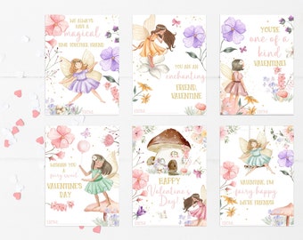 Printable Fairy Garden Valentine&#39;s Day Cards, Print at Home Classroom Valentine Exchange, Girls Fairy Sweet Valentine Gift Tags