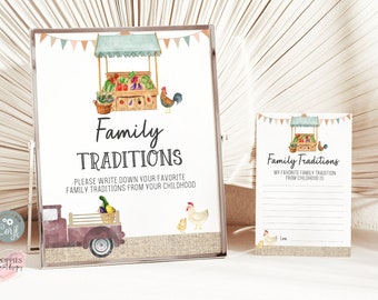 Farmer's Market Family Traditions Sign, Locally Grown, Farmer's Market Baby Shower Decor Set, Advice for Baby, Organic Baby Printable 0147