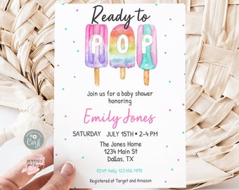 Editable Popsicle Baby Shower Invitation, Ready to Pop Invite, Pop Over and Chill With US Popsicle Party Summer Baby Shower Printable 0158