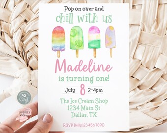 Editable Popsicle Birthday Party Invitation, Popsicle Birthday Invite, Pop Over and Chill With US Popsicle Party Summer Party Printable 0158