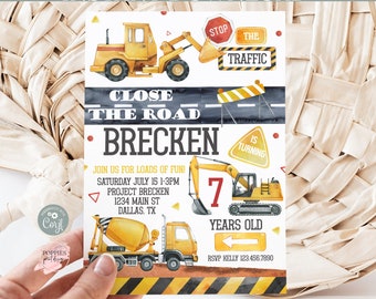 Editable Construction Invitation Under Construction Birthday Invite Boy Birthday Party Invite Dump Truck Party Invitation Printable 0139