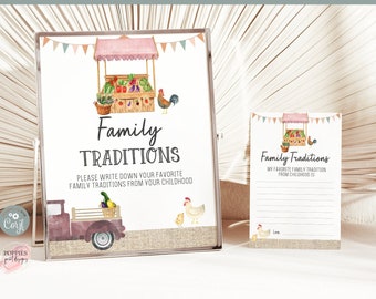 Farmer's Market Family Traditions Sign, Locally Grown, Farmer's Market Baby Shower Decor Set, Advice for Baby, Organic Baby Printable 0147