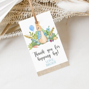Editable Peter Rabbit Birthday Tags Flopsy Bunny Thank You Tags Boy Birthday Labels Peter Rabbit Favor Tags Instant Download Corjl 0123