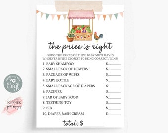 Price is Right Baby Shower Game, Farmer's Market Baby Shower, Locally Grown, Gender Neutral, Organic Baby,  Printable 0147