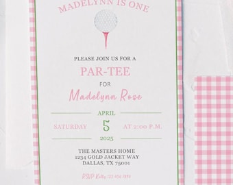 Editable Pink Golf Birthday Invitation, Preppy Girl Masters Party Invite Pink Golf Birthday Par-tee Putting Par-tee Printable Template 0244