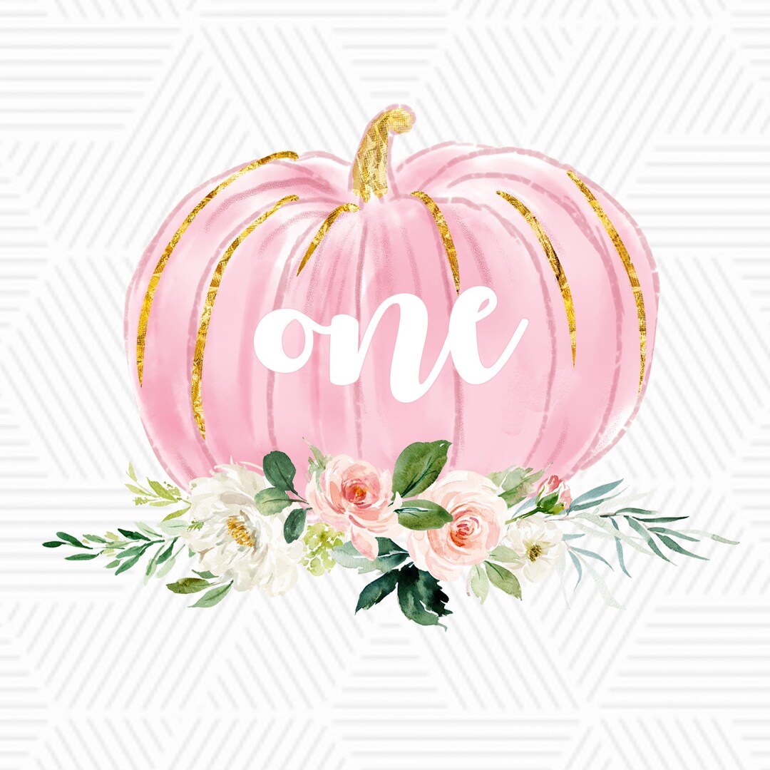 Pumpkin 1st Birthday Shirt Design Pink Gold Floral Pumpkin First ONE ...