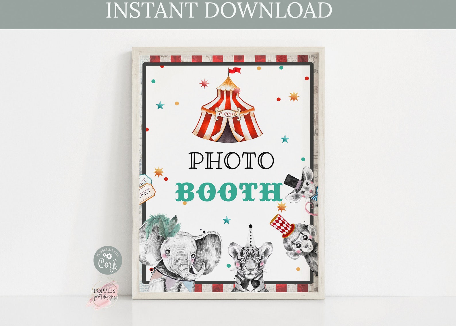 Circus Party Sign, Photo Booth Party Sign, Carnival Birthday Decor ...