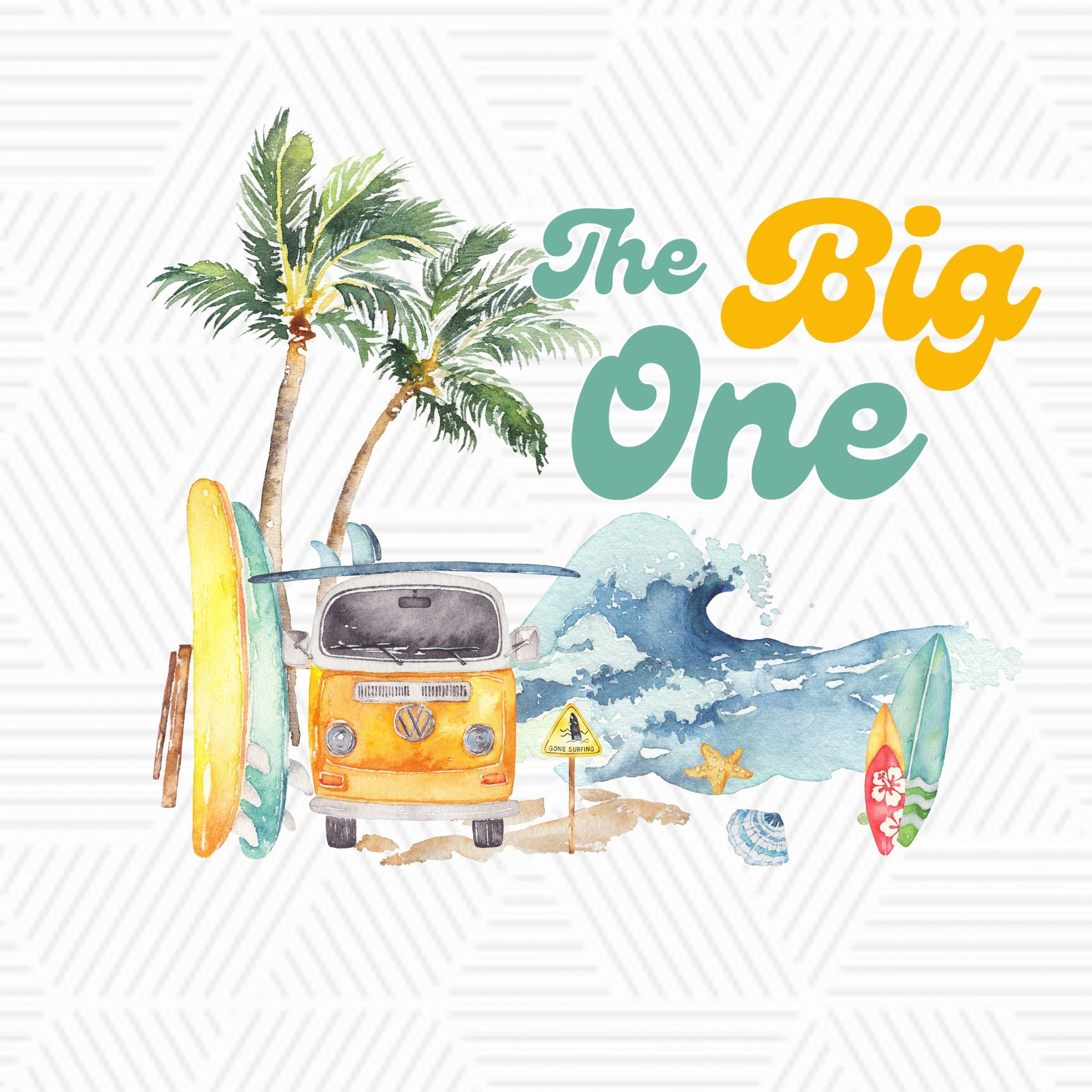 The Big One Surfing First Birthday PNG Retro Boy Surf Surfboard 1st Birthday Shirt Design Instant Download Baby Shirt Sublimation