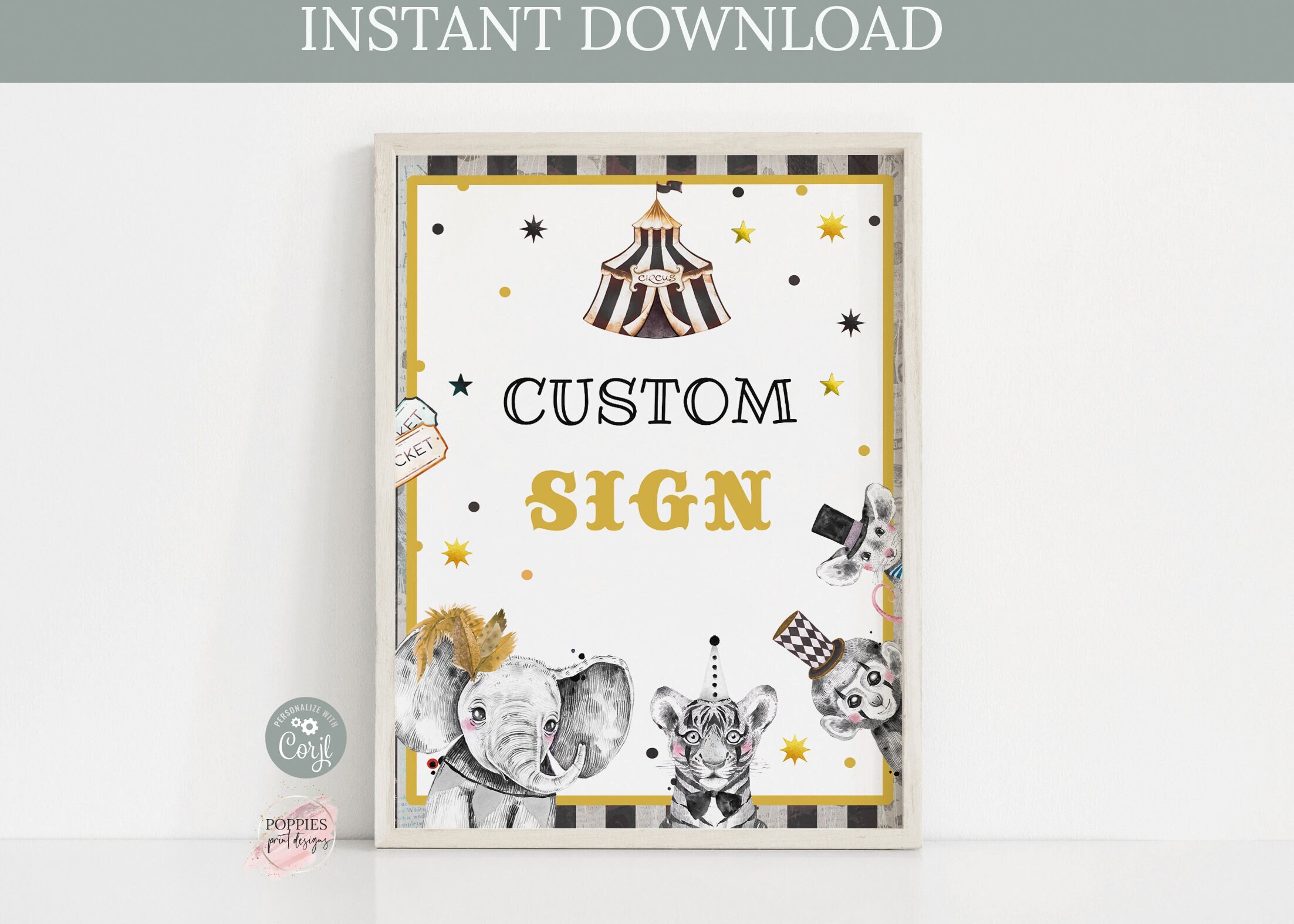 Editable Circus Birthday Party Custom Sign Carnival Birthday Custom ...