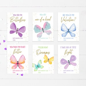 Printable Butterfly Valentine's Day Cards, Print at Home Classroom ...