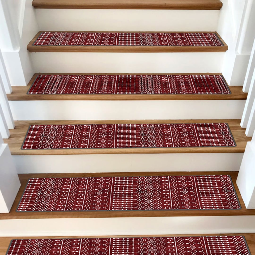 Ethnic Stair Treads Rug, Stair Carpet, Aesthetic Stair Runner, Ultra