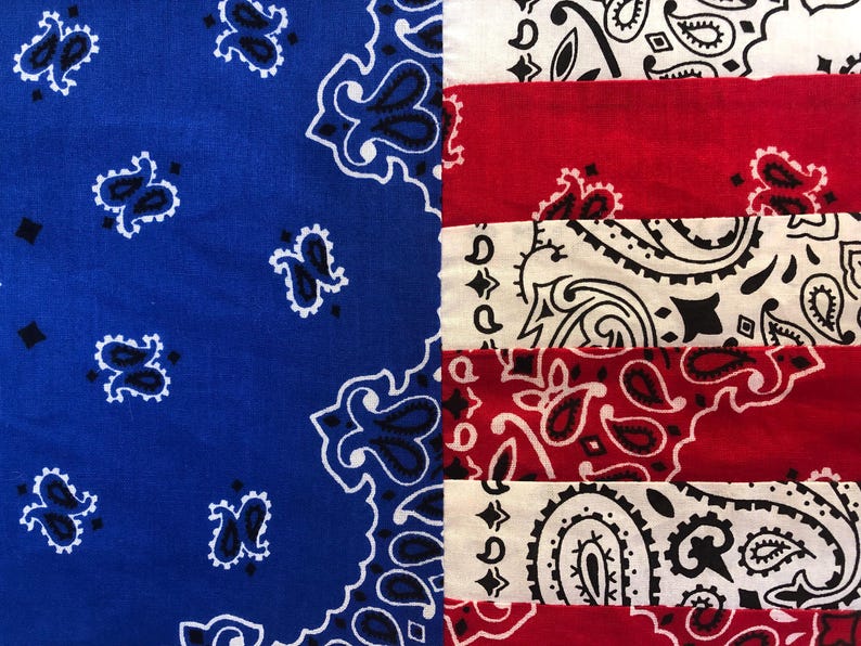 American Flag Art Piece for Wall Made from Bandanas 100% USA Cotton image 2
