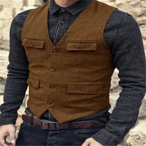 Men Vestjacket Herringbone Waistcoat Casual Formal Sleeveless - Etsy