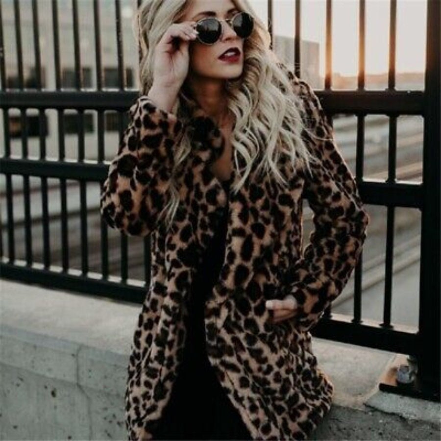 fluffy leopard print coat