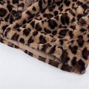 Womens Faux Fur Leopard Print Winter Warm Jacket Trench Coat - Etsy