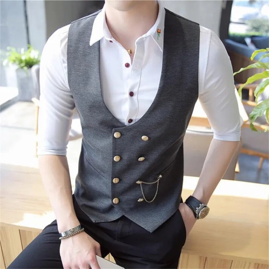 Men's Double-breasted Vest for Prom Party or Casual Wear - Etsy