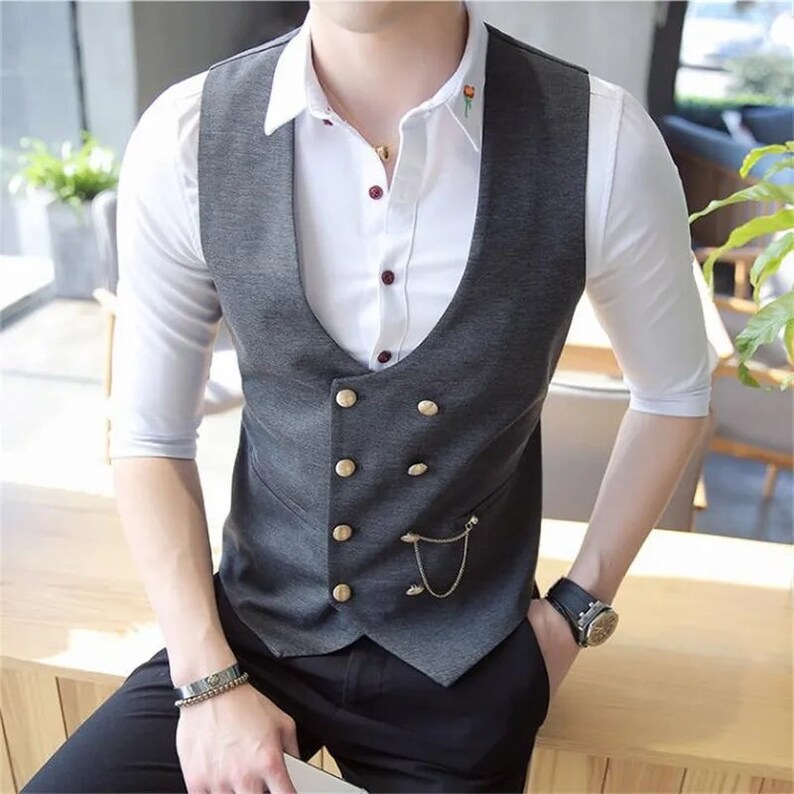 Men's Doublebreasted Vest for Prom Party or Casual Wear Etsy