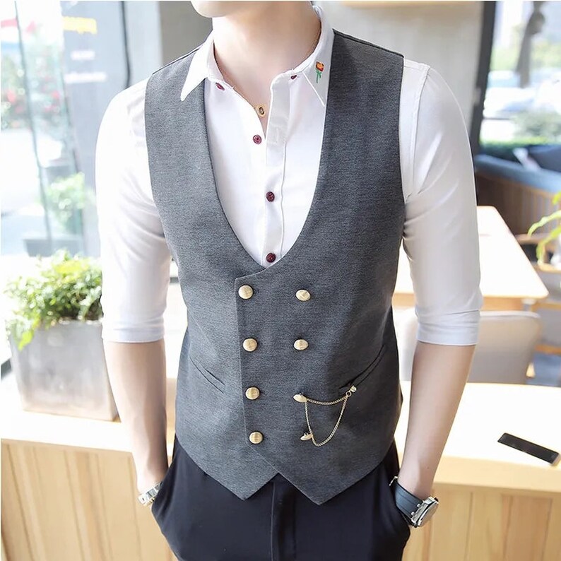 Men's Doublebreasted Vest for Prom Party or Casual Wear Etsy