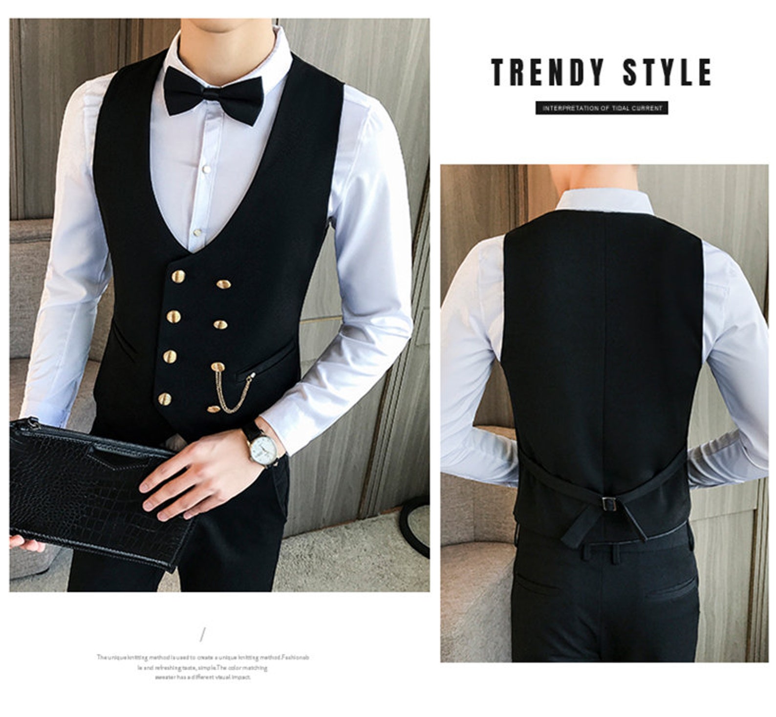 Men's Doublebreasted Vest for Prom Party or Casual Wear Etsy