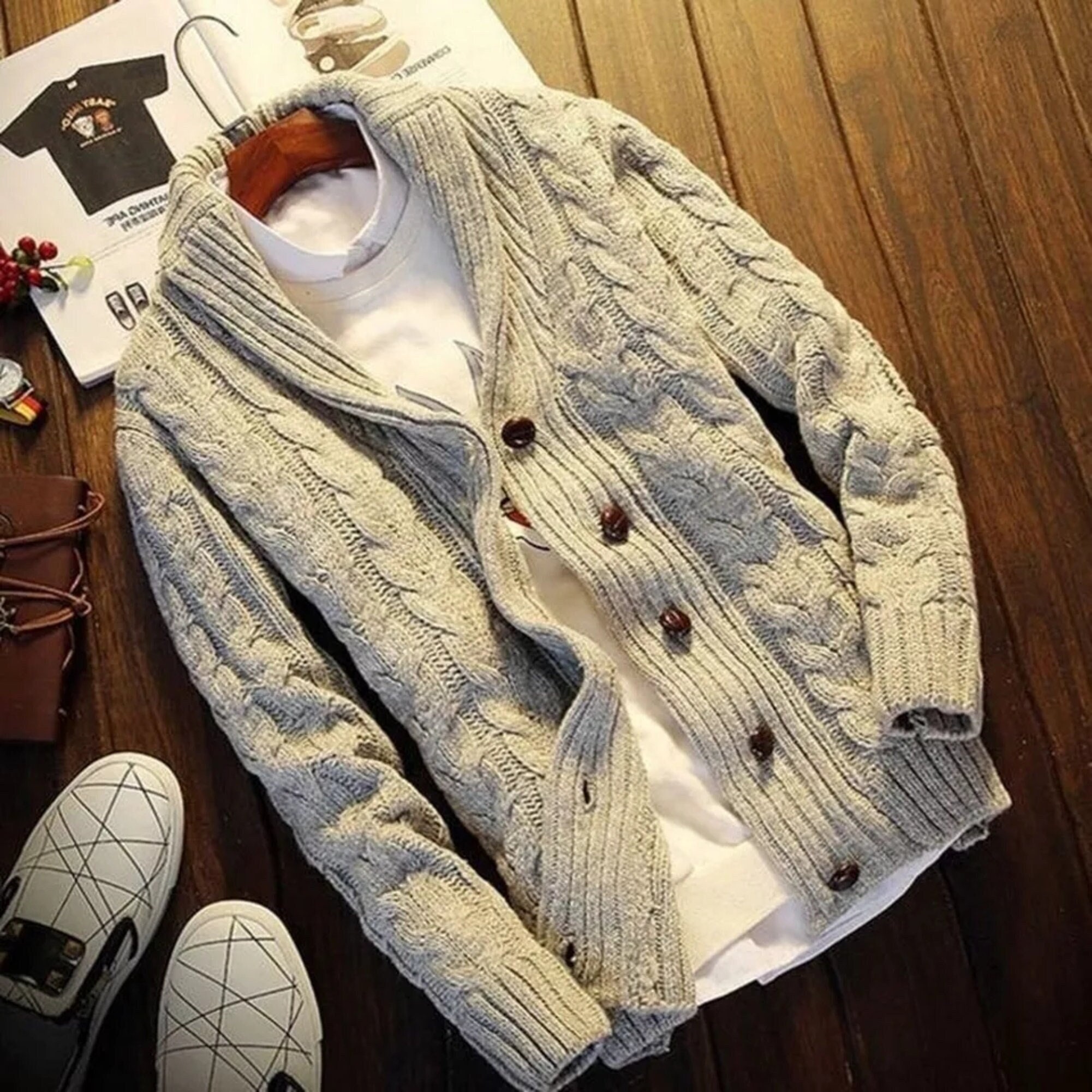 Mens Shawl Collar Cardigan - Etsy Canada
