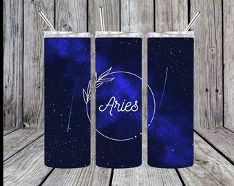 Zodiac Galaxy Tumbler Wrap PNG, Celestial Skinny Tumbler Design (Digital Download)