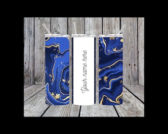 Blue & Gold Geode 20oz Tumbler Wrap, Sublimation Design (PNG)
