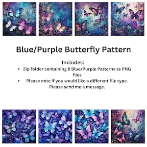 Blue Purple Butterfly modello di carta modello di farfalla floreale blu carta scrapbook digitale farfalla viola libro di ritagli carta a motivi geometrici