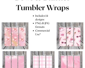 Bows & Blushes Tumbler Wraps | Digital Download | Printable Designs