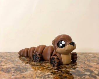 Flexi Otter Toy | Articulated Otter Figure | Cute Desk Pet | Fidget Toy Animal | Cottagecore Decor | 3D Printed Otter Gift | Sensory Toy