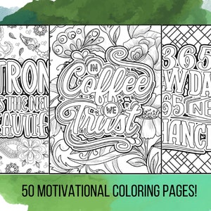 Motivational Coloring Book Pages - Download & Print 50 Sheets, Teen and Adult - Set Three