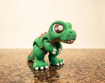 Articulated T-Rex 3D Printed Dinosaur | Flexi Dino Toy | Cute Desk Buddy | Fidget Toy | Kawaii Dinosaur Gift | Small Handmade Toy