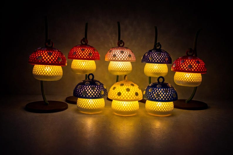 Mini Mushroom Tea Light Lantern | Cozy Cottagecore Mushroom Decor | LED Candle Holder image 14