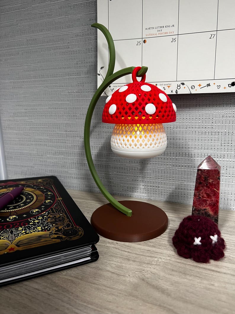 Mini Mushroom Tea Light Lantern | Cozy Cottagecore Mushroom Decor | LED Candle Holder image 7