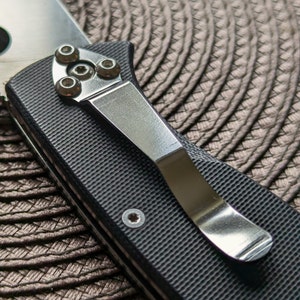 Spyderco Tenacious Custom BELT CLIP (Polished spring stainless steel) + 3 HEX screws