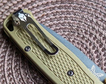 Benchmade Bugout 535 Custom belt clip with SPARTA helmet LOGO engraving + 2 TORX titanium screws