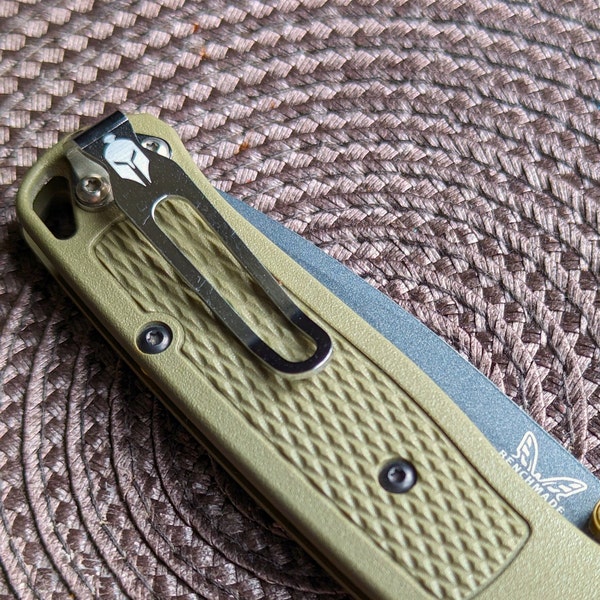 Benchmade Bugout 535 Custom belt clip with SPARTA helmet LOGO engraving + 2 TORX titanium screws