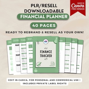 PLR Financial Planner Canva Template | Goodnotes Canva Finance Planner To Resell Printable Planner Template | PLR Printable Finance Planner