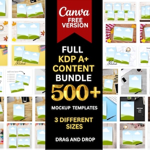 500+ KDP A+ Content Mockup Canva Templates Bundle For FREE Canva Version | The Ultimate KDP A Plus Mock-Up Bundle For Free Canva Version