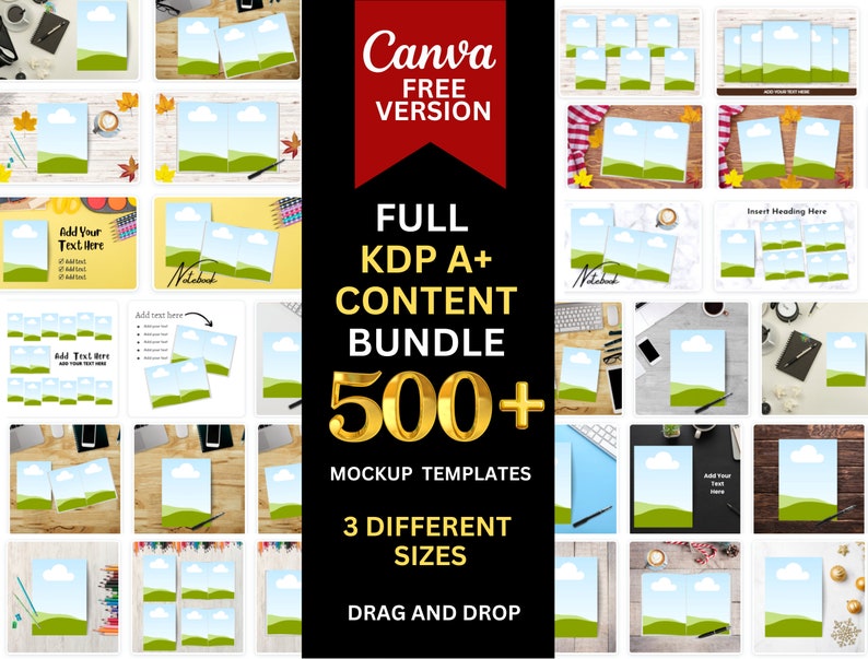500+ KDP A+ Content Mockup Canva Templates Bundle for FREE Canva ...