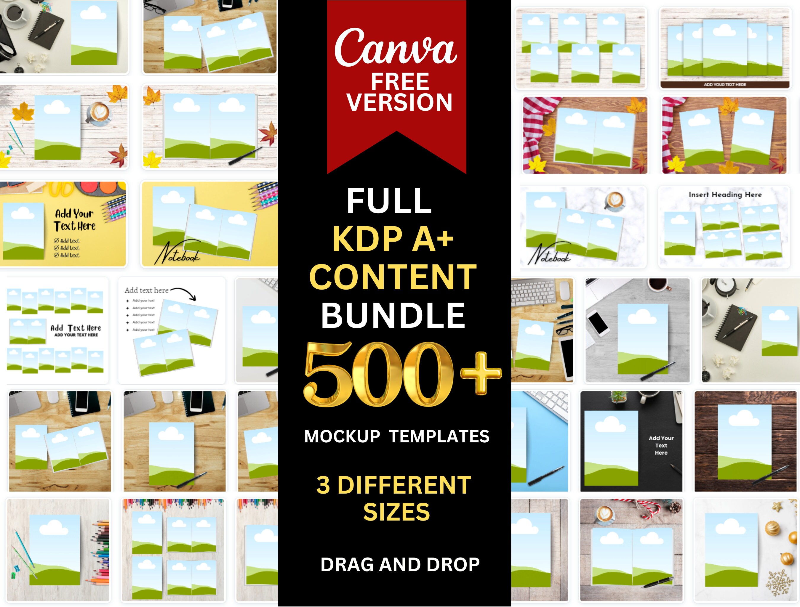 500+ KDP A+ Content Mockup Canva Templates Bundle for FREE Canva ...