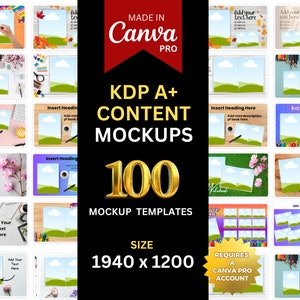 100 KDP Book Mockups for A Plus Content, Size 1940 x 1200px | KDP Canva book mockup for KDP A plus content | A plus content Kdp Book Mockup