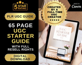 UGC Guide | 65 Page PLR UGC Guide With Resell Rights | Buy the ugc guide template to learn and resell | Plr Ebook For Ugc Creators